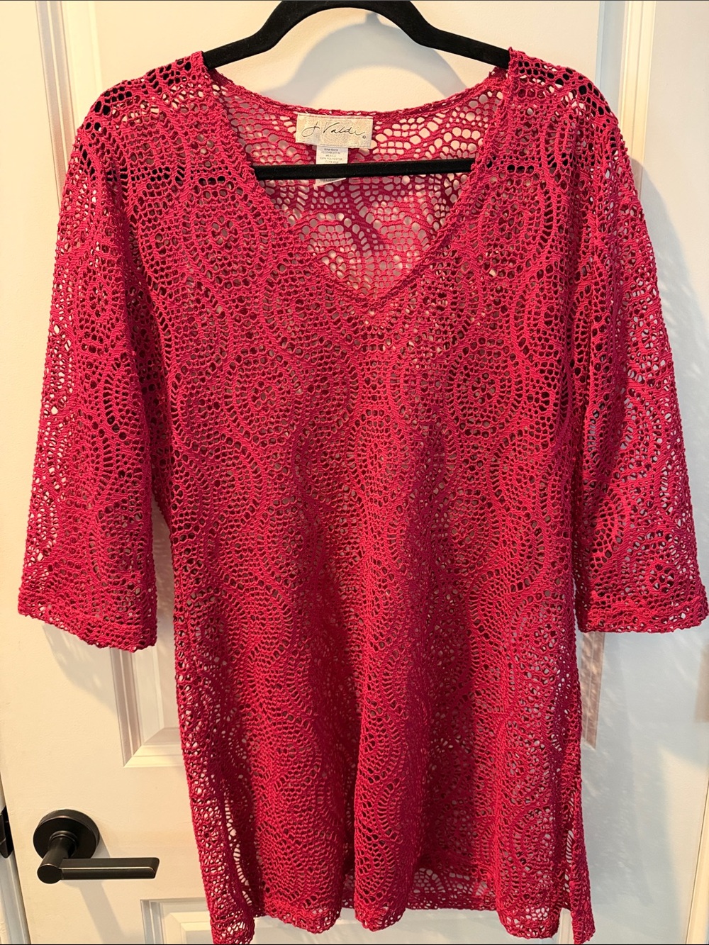 Stylish Crochet Swim Coverup - Pink